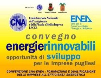 Immagine associata al documento: "Energie Rinnovabili: opportunit di sviluppo per le imprese pugliesi" - Casarano, 23 gennaio 2010