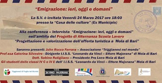 Immagine associata al documento: Emigrazione: ieri, oggi e domani - Mola di Bari, 24 marzo